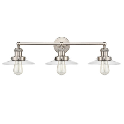 Atlas English Pub 28in 3-Light Vanity Light | Transitional Satin Nickel Metal | Bathroom Vanity | 28 x 10 x 8 in | Model WL11296-NK3
