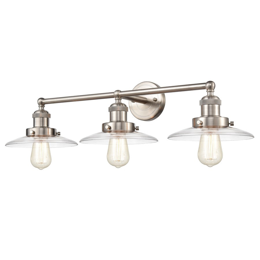 Atlas English Pub 28in 3-Light Vanity Light | Transitional Satin Nickel Metal | Bathroom Vanity | 28 x 10 x 8 in | Model WL11296-NK3