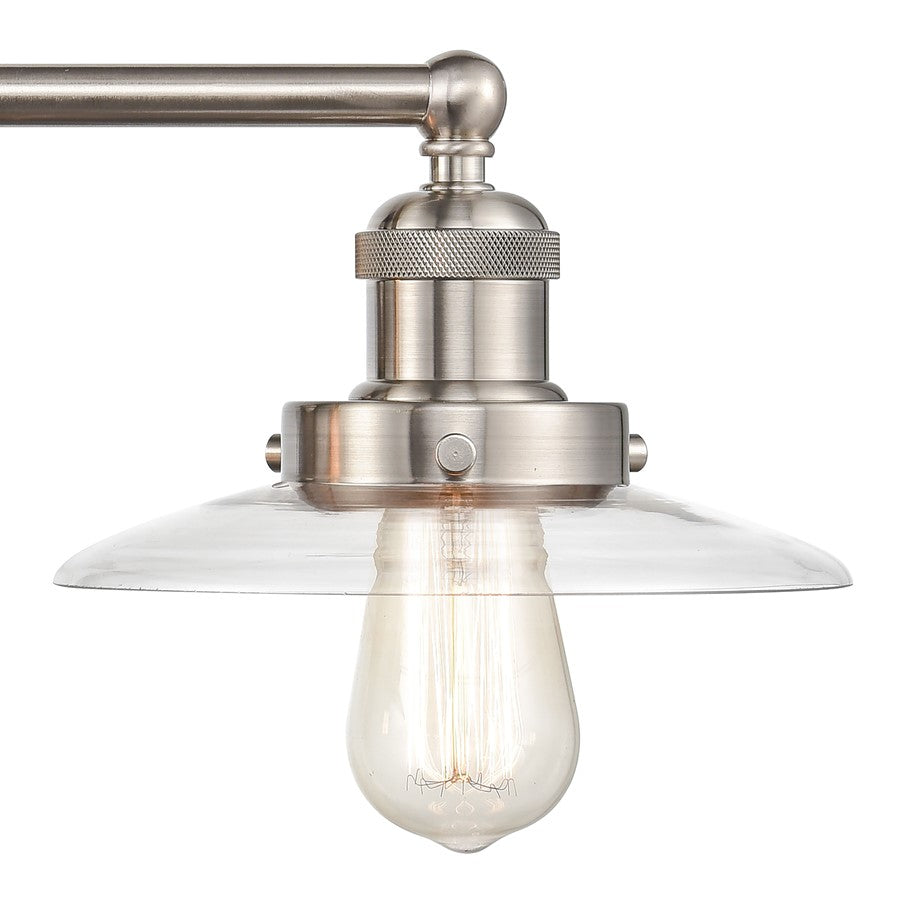 Atlas English Pub 28in 3-Light Vanity Light | Transitional Satin Nickel Metal | Bathroom Vanity | 28 x 10 x 8 in | Model WL11296-NK3