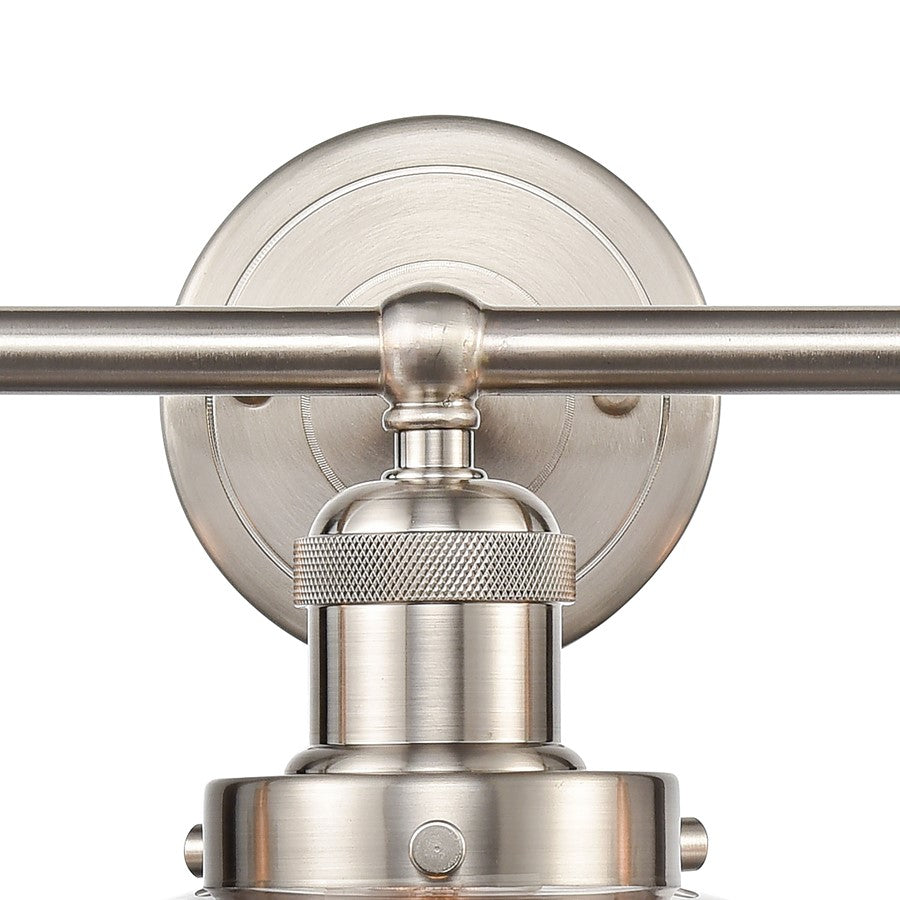 Atlas English Pub 28in 3-Light Vanity Light | Transitional Satin Nickel Metal | Bathroom Vanity | 28 x 10 x 8 in | Model WL11296-NK3