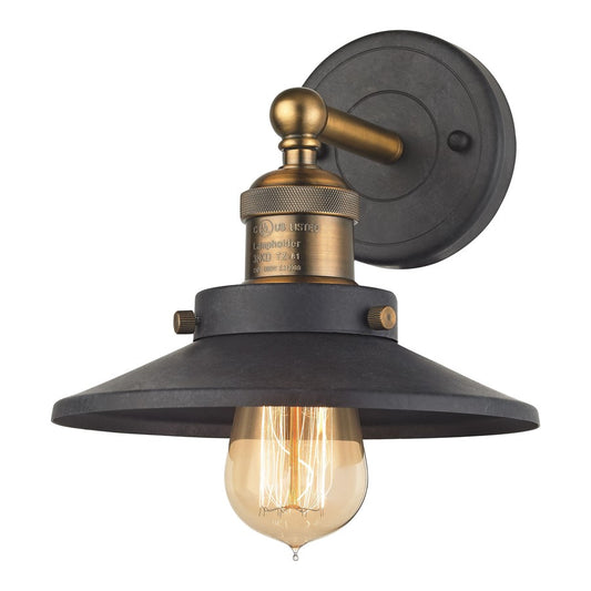 Atlas Lighting English Pub 8'' High 1Lt Sconce, Antique Brass/Black - WL11297-BK