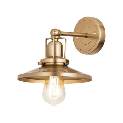 Atlas English Pub 8in 1-Light Wall Sconce | Transitional Satin Brass Metal | Bathroom & Hallway | 8 x 10 x 7 in | Model WL11297-BS