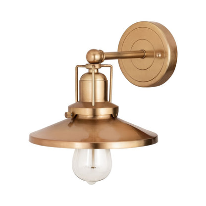 Atlas English Pub 8in 1-Light Wall Sconce | Transitional Satin Brass Metal | Bathroom & Hallway | 8 x 10 x 7 in | Model WL11297-BS