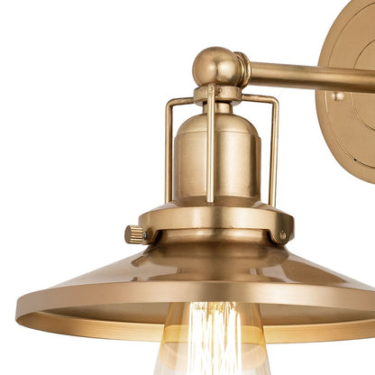 Atlas English Pub 8in 1-Light Wall Sconce | Transitional Satin Brass Metal | Bathroom & Hallway | 8 x 10 x 7 in | Model WL11297-BS