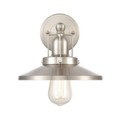 Atlas Lighting English Pub 8in 1-Light Wall Sconce | Industrial Satin Nickel Metal | Bedroom & Hallway Accent | 8 x 10 x 8 in | Model WL11297-NK2