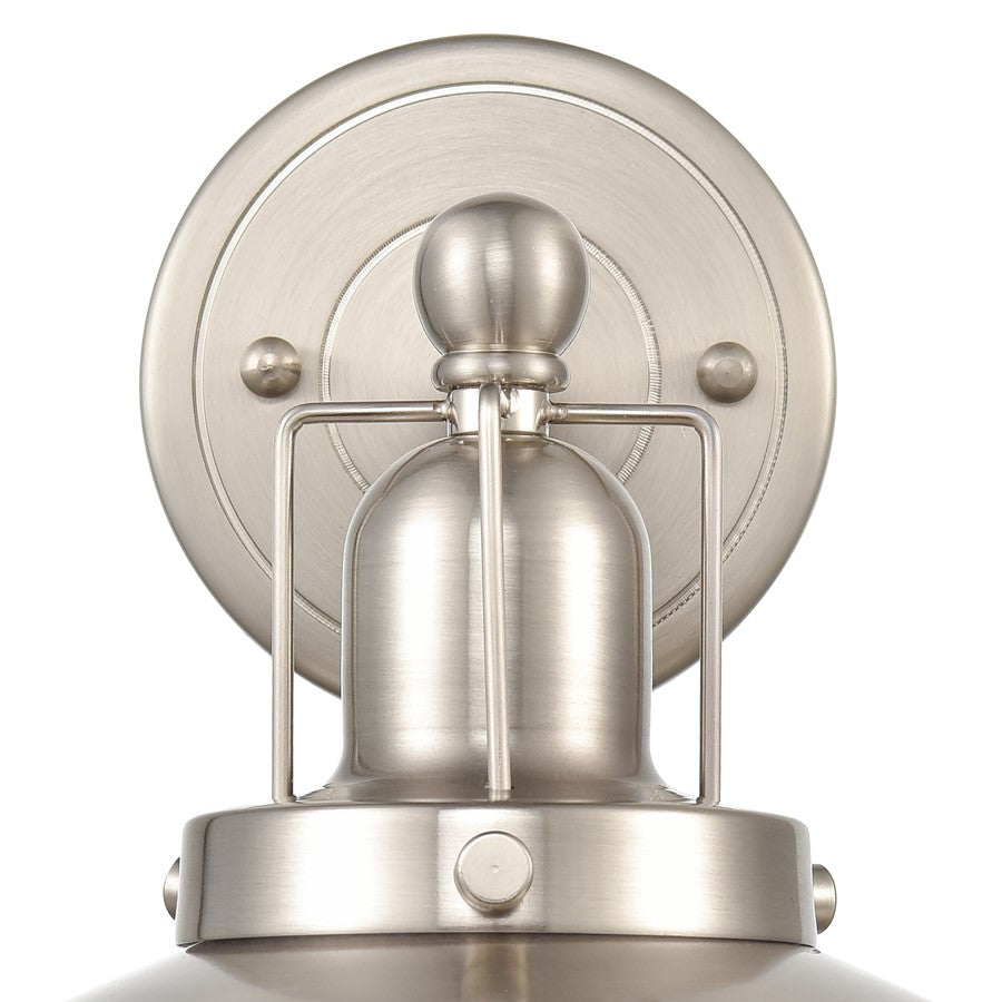 Atlas Lighting English Pub 8in 1-Light Wall Sconce | Industrial Satin Nickel Metal | Bedroom & Hallway Accent | 8 x 10 x 8 in | Model WL11297-NK2
