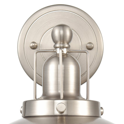 Atlas Lighting English Pub 8in 1-Light Wall Sconce | Industrial Satin Nickel Metal | Bedroom & Hallway Accent | 8 x 10 x 8 in | Model WL11297-NK2