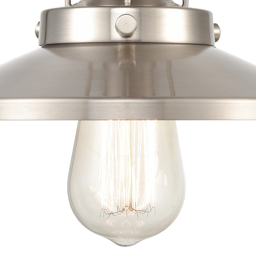 Atlas Lighting English Pub 8in 1-Light Wall Sconce | Industrial Satin Nickel Metal | Bedroom & Hallway Accent | 8 x 10 x 8 in | Model WL11297-NK2