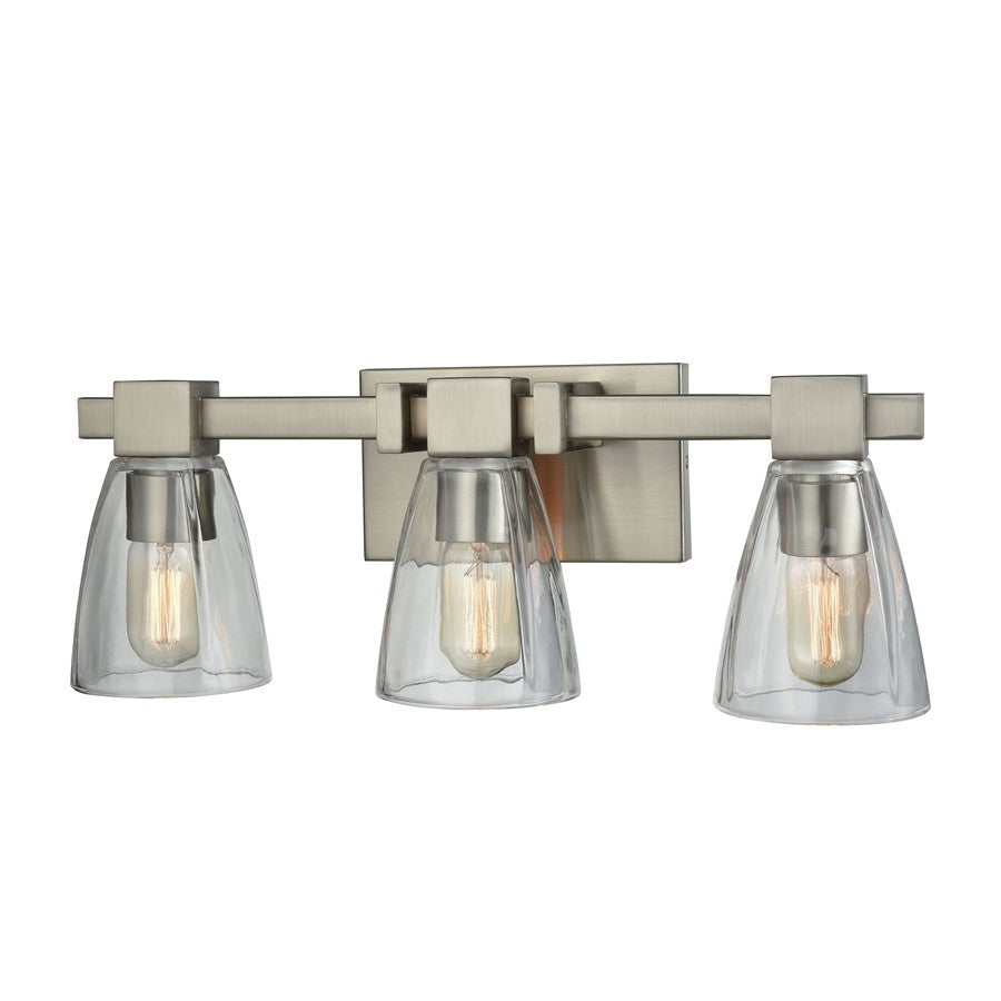 Atlas Lighting Ensley 20in 3-Light Vanity Light | Transitional Satin Nickel and Clear Glass | Bathroom & Powder Room | Model WL11299-NK