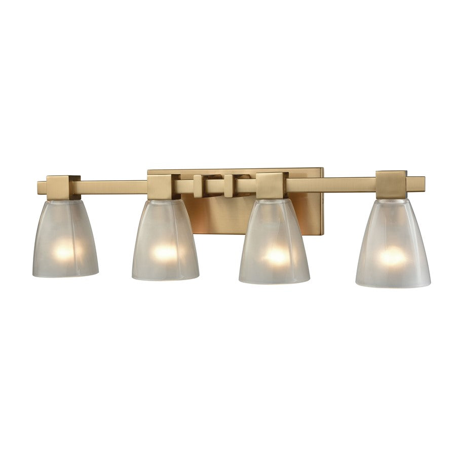 Atlas Lighting Ensley 28in 4-Light Vanity Light | Transitional Satin Brass and White Frosted Glass | Bathroom & Powder Room | Model WL11300-BS