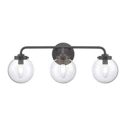 Atlas Lighting Fairbanks 23in 3-Light Vanity Light | Modern Matte Black and Clear Glass | Bathroom Vanity | 23 x 6 x 8 in | Model WL11302-BK1