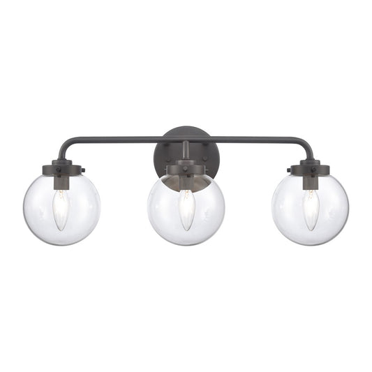 Atlas Lighting Fairbanks 23in 3-Light Vanity Light | Modern Matte Black and Clear Glass | Bathroom Vanity | 23 x 6 x 8 in | Model WL11302-BK1