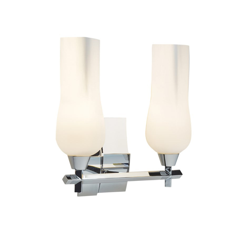 Atlas Lighting Fleur 14.75in 2-Light Vanity Light | Transitional Chrome and White Glass | Bathroom & Powder Room | Model WL11303-CH