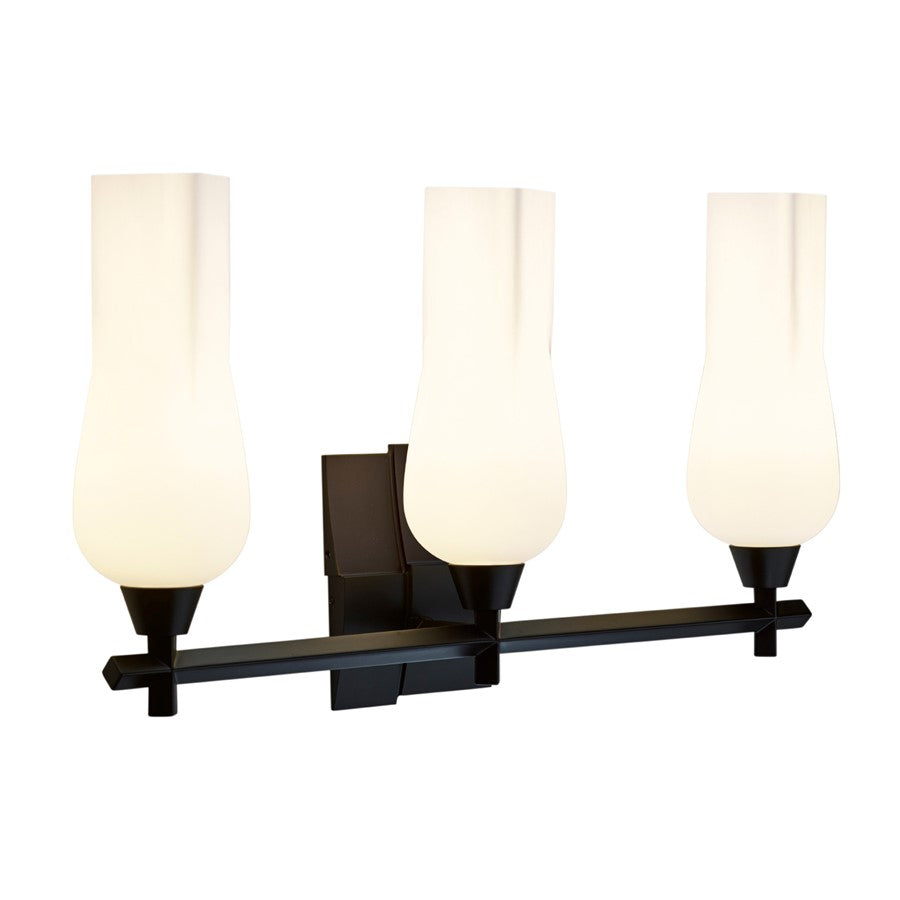 Atlas Lighting Fleur 25.25in 3-Light Vanity Light | Transitional Matte Black and White Glass | Bathroom & Powder Room | Model WL11304-BK