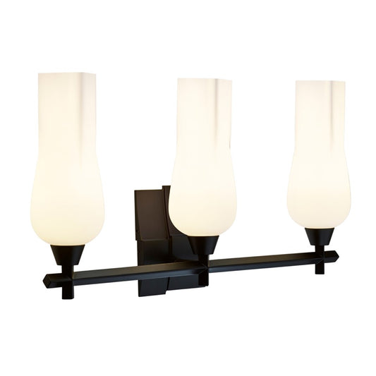Atlas Lighting Fleur 25.25in 3-Light Vanity Light | Transitional Matte Black and White Glass | Bathroom & Powder Room | Model WL11304-BK