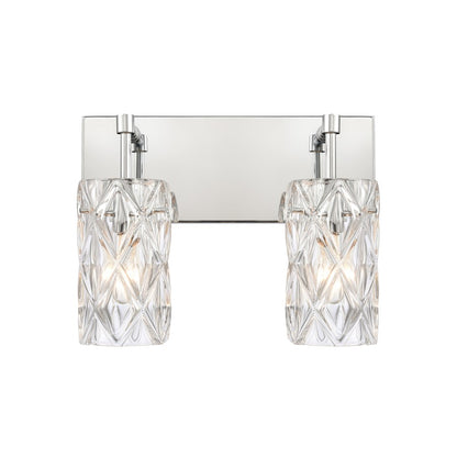 Atlas Lighting Forma de Crystal 14in 2-Light Vanity Light | Modern Polished Chrome and Clear Textured Glass | Bathroom & Powder | Model WL11305-CH