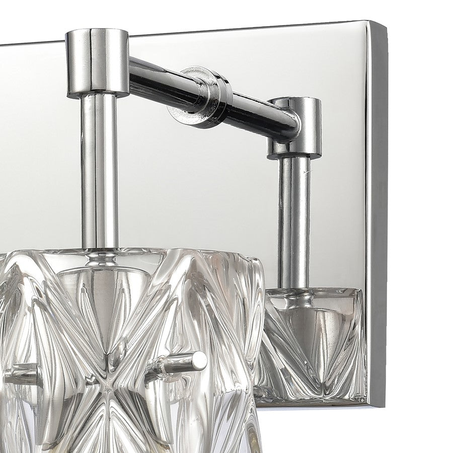Atlas Lighting Forma de Crystal 14in 2-Light Vanity Light | Modern Polished Chrome and Clear Textured Glass | Bathroom & Powder | Model WL11305-CH