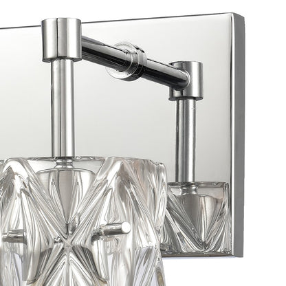 Atlas Lighting Forma de Crystal 14in 2-Light Vanity Light | Modern Polished Chrome and Clear Textured Glass | Bathroom & Powder | Model WL11305-CH