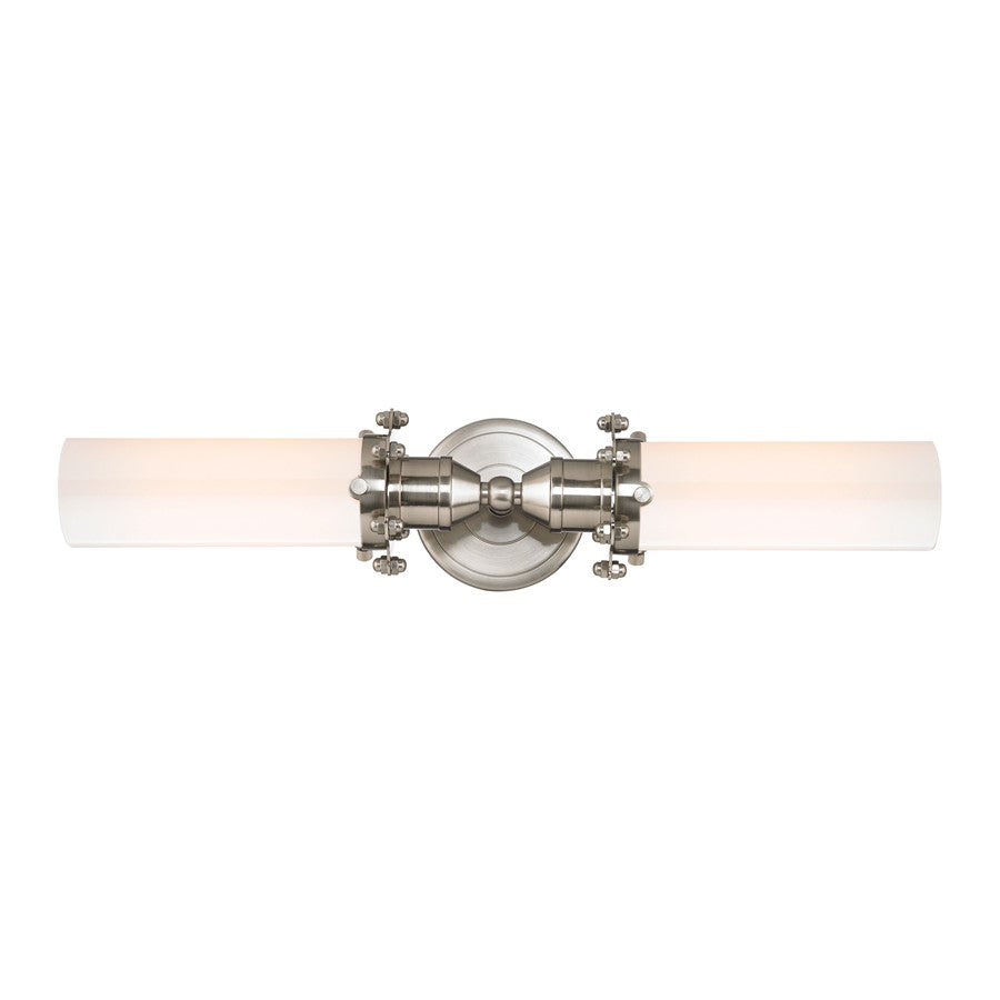 Atlas Lighting Fulton 20in 2-Light Vanity Light | Transitional Satin Nickel and White Glass | Bathroom & Powder Room | Model WL11306-NK