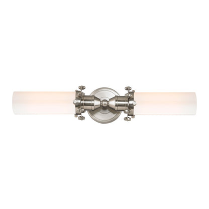 Atlas Lighting Fulton 20in 2-Light Vanity Light | Transitional Satin Nickel and White Glass | Bathroom & Powder Room | Model WL11306-NK