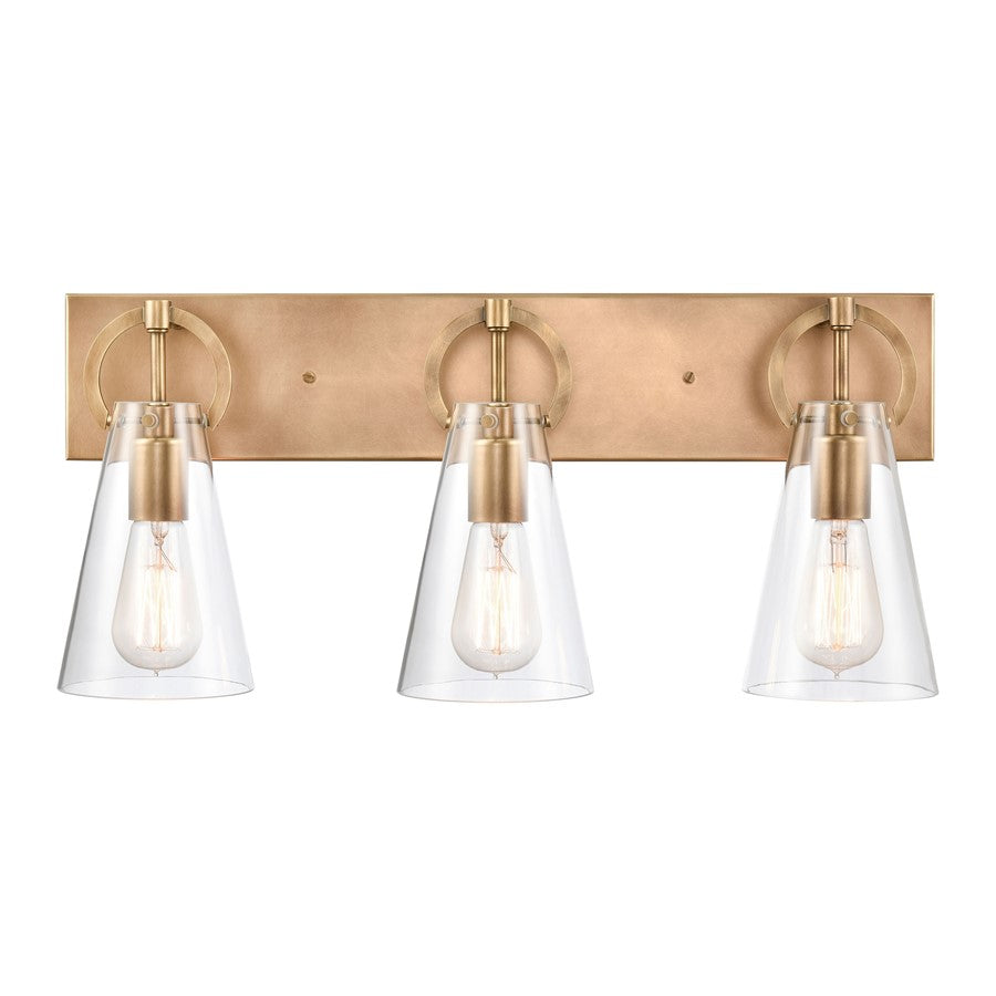 Atlas Lighting Gabby 23in 3-Light Vanity Light | Modern Natural Brass and Clear Glass | Bathroom & Powder Room | 23 x 6 x 10 in | Model WL11307-BS