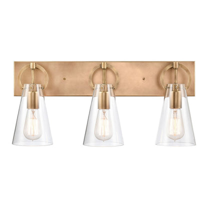 Atlas Lighting Gabby 23in 3-Light Vanity Light | Modern Natural Brass and Clear Glass | Bathroom & Powder Room | 23 x 6 x 10 in | Model WL11307-BS