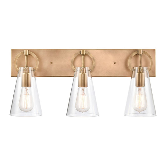 Atlas Lighting Gabby 23in 3-Light Vanity Light | Modern Natural Brass and Clear Glass | Bathroom & Powder Room | 23 x 6 x 10 in | Model WL11307-BS