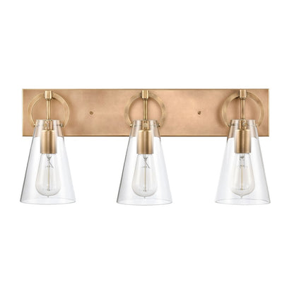 Atlas Lighting Gabby 23in 3-Light Vanity Light | Modern Natural Brass and Clear Glass | Bathroom & Powder Room | 23 x 6 x 10 in | Model WL11307-BS