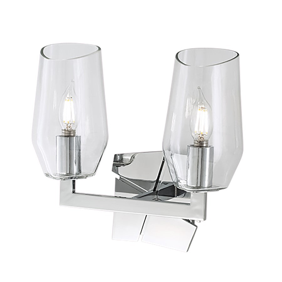 Atlas Lighting Gaia 11in 2-Light Vanity Light | Modern Chrome and Clear Glass | Bathroom & Powder Room | 11 x 5 x 11 in | Model WL11308-CH