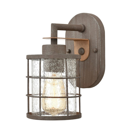 Atlas Lighting Gilbert 11in 1-Light Sconce | Traditional Rusted Coffee and Clear Seeded Glass | Bathroom Vanity | 5 x 8 x 11 in | Model WL11310-BN