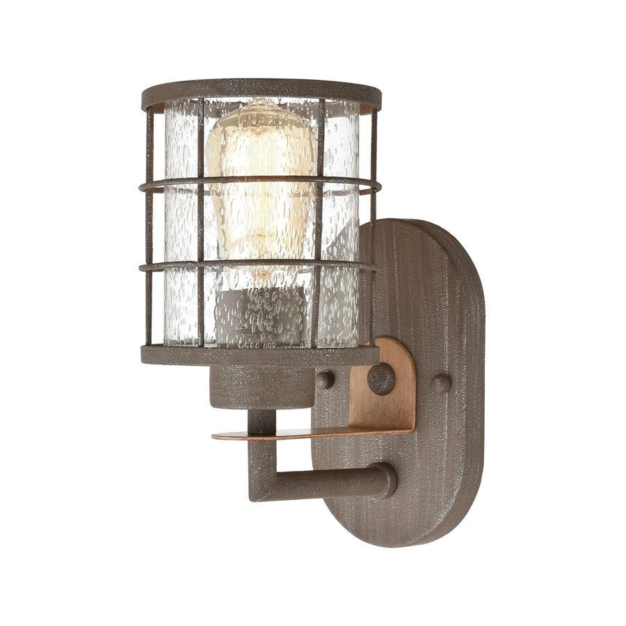 Atlas Lighting Gilbert 11in 1-Light Sconce | Traditional Rusted Coffee and Clear Seeded Glass | Bathroom Vanity | 5 x 8 x 11 in | Model WL11310-BN