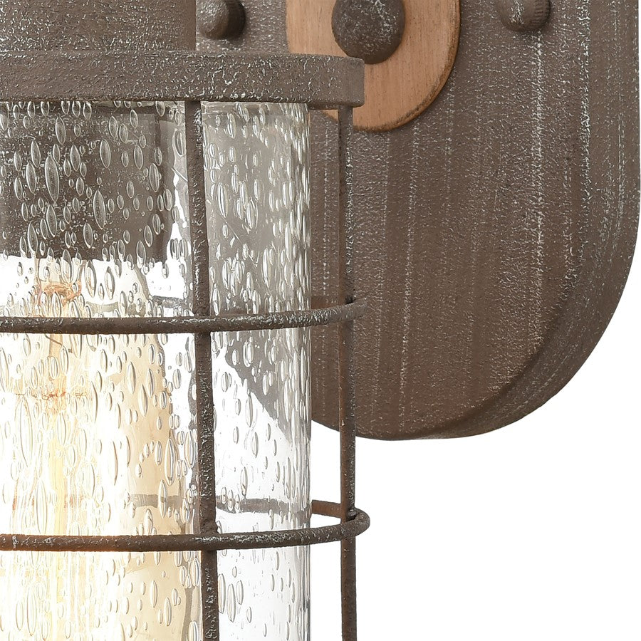 Atlas Lighting Gilbert 11in 1-Light Sconce | Traditional Rusted Coffee and Clear Seeded Glass | Bathroom Vanity | 5 x 8 x 11 in | Model WL11310-BN