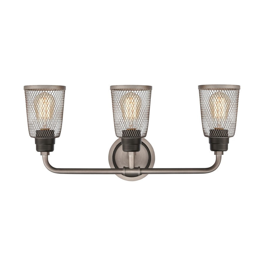 Atlas Lighting Glencoe 23in 3-Light Vanity Light | Transitional Weathered Zinc and Gray Metal | Bathroom Vanity | 23 x 7 x 11 in | Model WL11311-GY