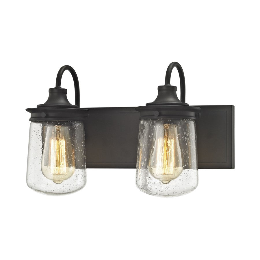 Atlas Lighting Hamel 15in 2-Light Vanity Light | Transitional Oil Rubbed Bronze and Clear Seeded Glass | Bathroom Vanity | Model WL11313-BZ