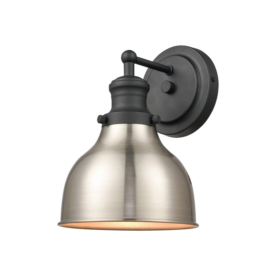 Atlas Lighting Haralson 10in 1-Light Wall Sconce | Traditional Charcoal and Satin Nickel Metal Shade | Bathroom Vanity & Hallway | Model WL11316-BK1