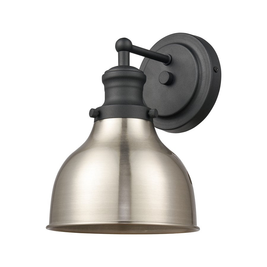 Atlas Lighting Haralson 10in 1-Light Wall Sconce | Traditional Charcoal and Satin Nickel Metal Shade | Bathroom Vanity & Hallway | Model WL11316-BK1