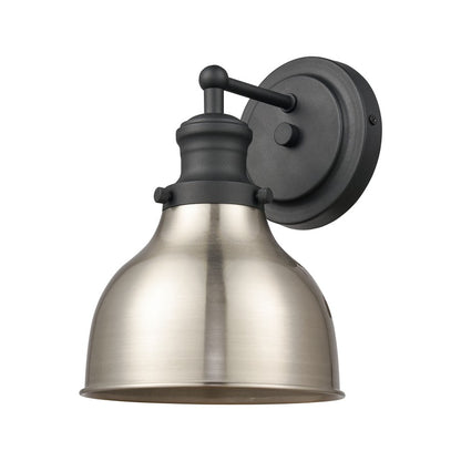 Atlas Lighting Haralson 10in 1-Light Wall Sconce | Traditional Charcoal and Satin Nickel Metal Shade | Bathroom Vanity & Hallway | Model WL11316-BK1