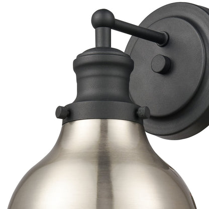 Atlas Lighting Haralson 10in 1-Light Wall Sconce | Traditional Charcoal and Satin Nickel Metal Shade | Bathroom Vanity & Hallway | Model WL11316-BK1