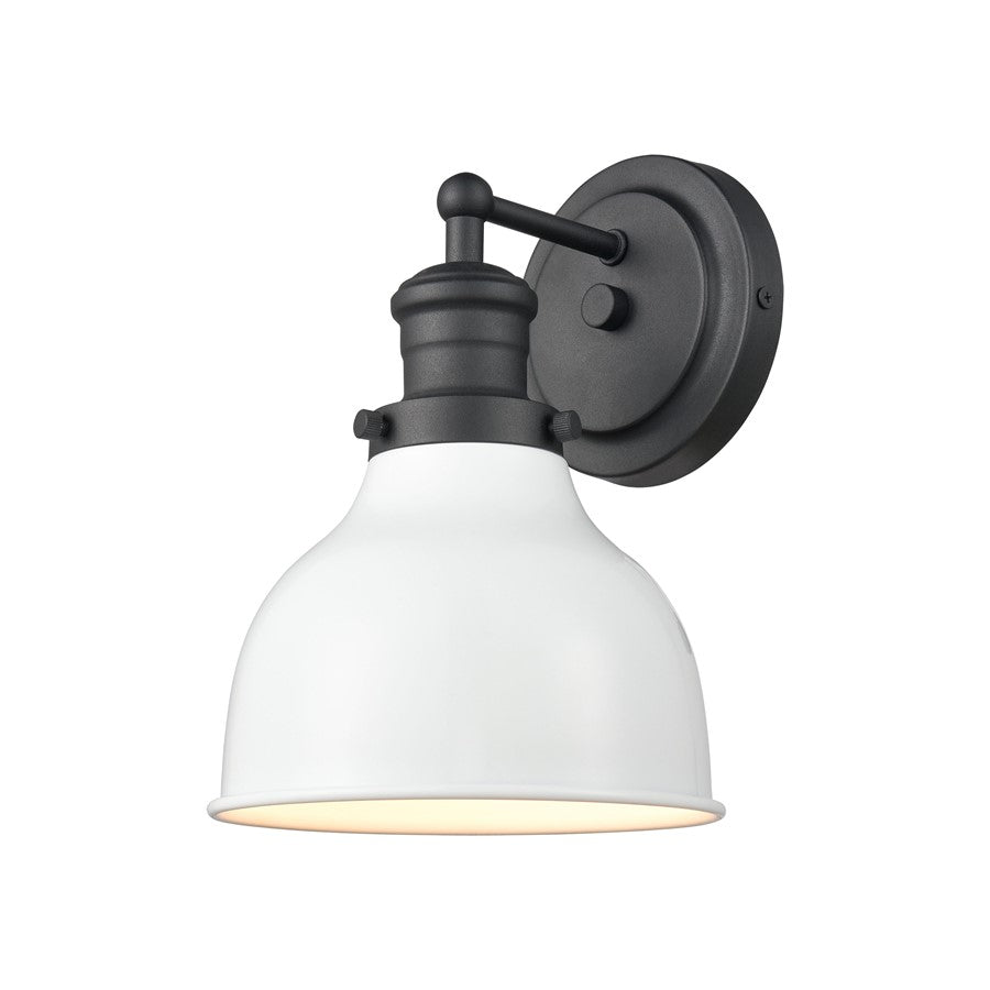 Atlas Lighting Haralson 1-Light Wall Sconce | Traditional Charcoal and Enamel White Metal | Bathroom & Vanity Accent Light | Model WL11316-BK2