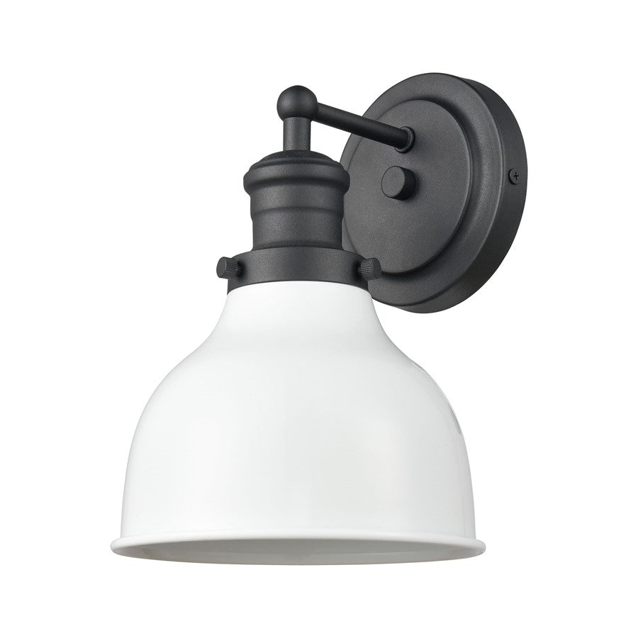 Atlas Lighting Haralson 1-Light Wall Sconce | Traditional Charcoal and Enamel White Metal | Bathroom & Vanity Accent Light | Model WL11316-BK2