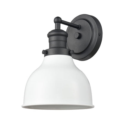 Atlas Lighting Haralson 1-Light Wall Sconce | Traditional Charcoal and Enamel White Metal | Bathroom & Vanity Accent Light | Model WL11316-BK2