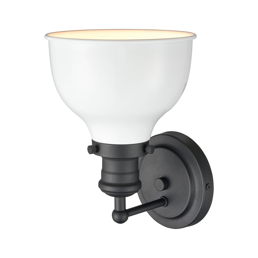 Atlas Lighting Haralson 1-Light Wall Sconce | Traditional Charcoal and Enamel White Metal | Bathroom & Vanity Accent Light | Model WL11316-BK2