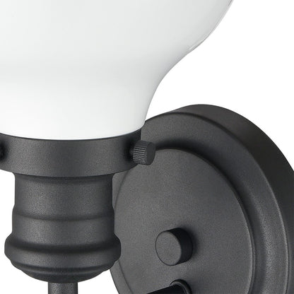 Atlas Lighting Haralson 1-Light Wall Sconce | Traditional Charcoal and Enamel White Metal | Bathroom & Vanity Accent Light | Model WL11316-BK2