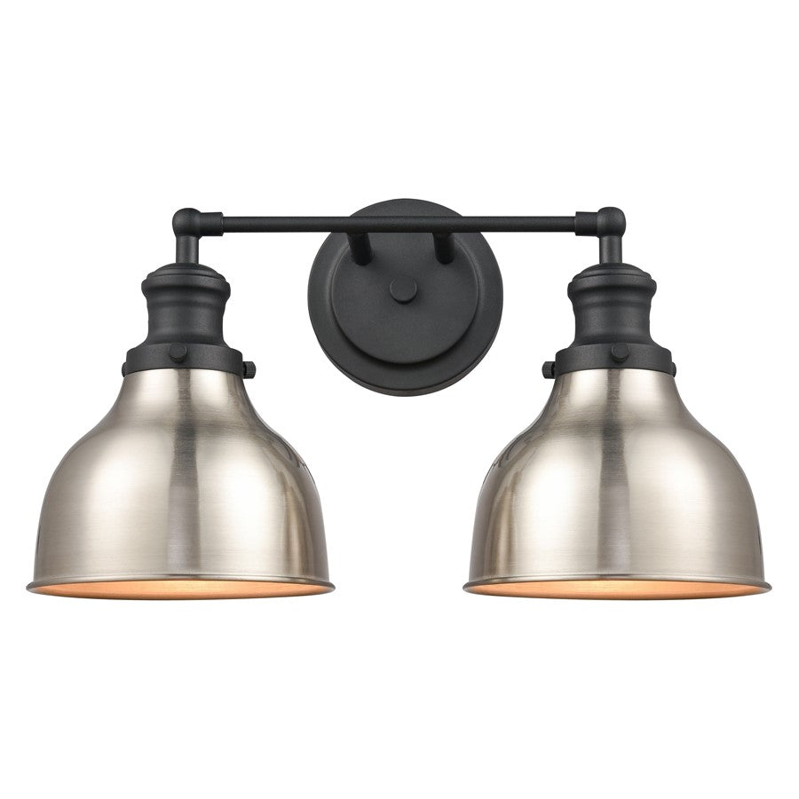 Atlas Lighting Haralson 2-Light Vanity Light | Traditional Charcoal and Satin Nickel Metal | Bathroom & Vanity Lighting | Model WL11317-BK1