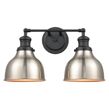 Atlas Lighting Haralson 2-Light Vanity Light | Traditional Charcoal and Satin Nickel Metal | Bathroom & Vanity Lighting | Model WL11317-BK1
