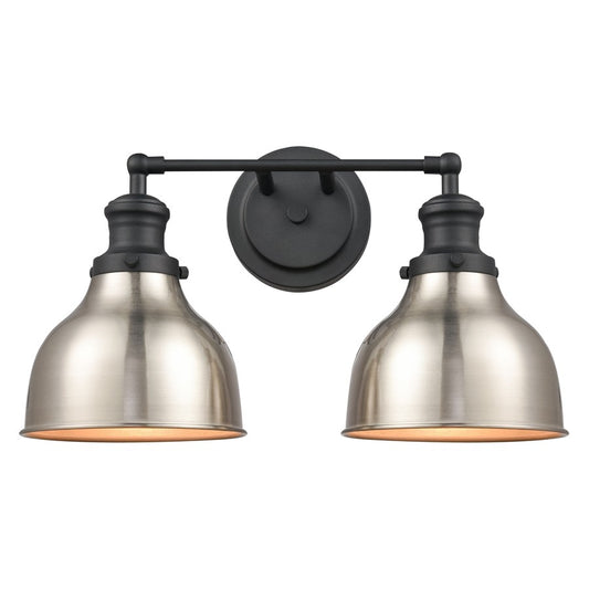 Atlas Lighting Haralson 2-Light Vanity Light | Traditional Charcoal and Satin Nickel Metal | Bathroom & Vanity Lighting | Model WL11317-BK1