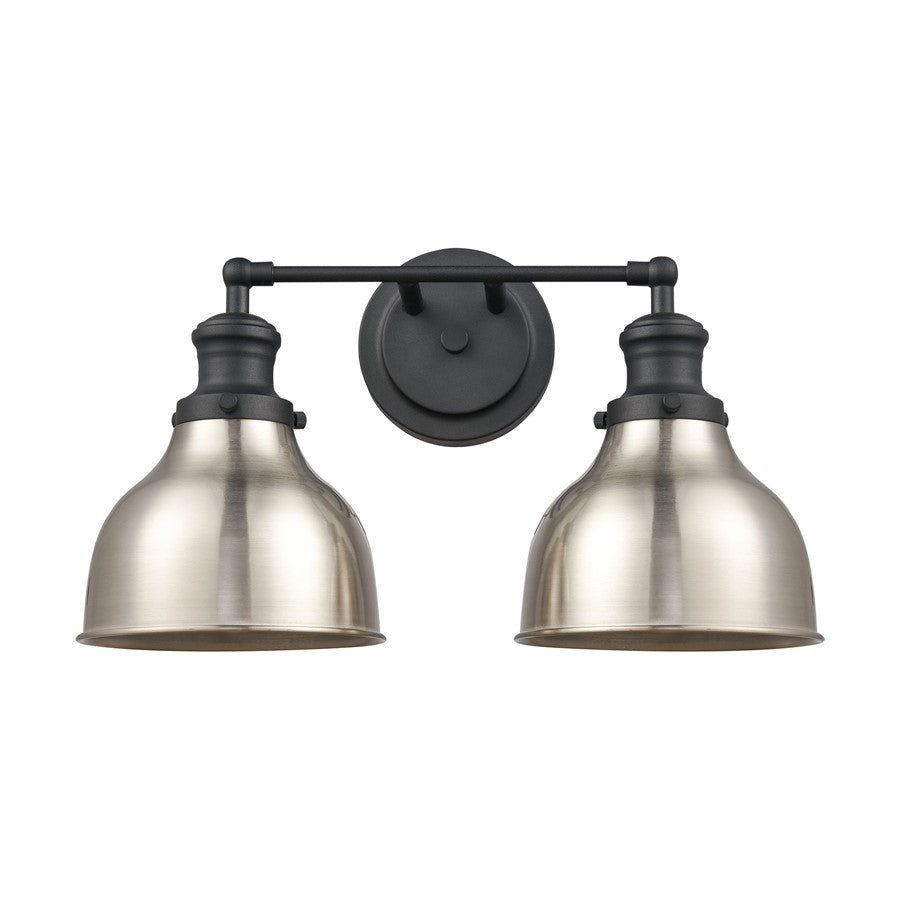 Atlas Lighting Haralson 2-Light Vanity Light | Traditional Charcoal and Satin Nickel Metal | Bathroom & Vanity Lighting | Model WL11317-BK1