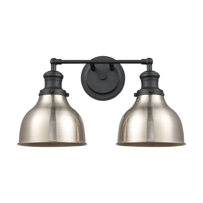Atlas Lighting Haralson 2-Light Vanity Light | Traditional Charcoal and Satin Nickel Metal | Bathroom & Vanity Lighting | Model WL11317-BK1