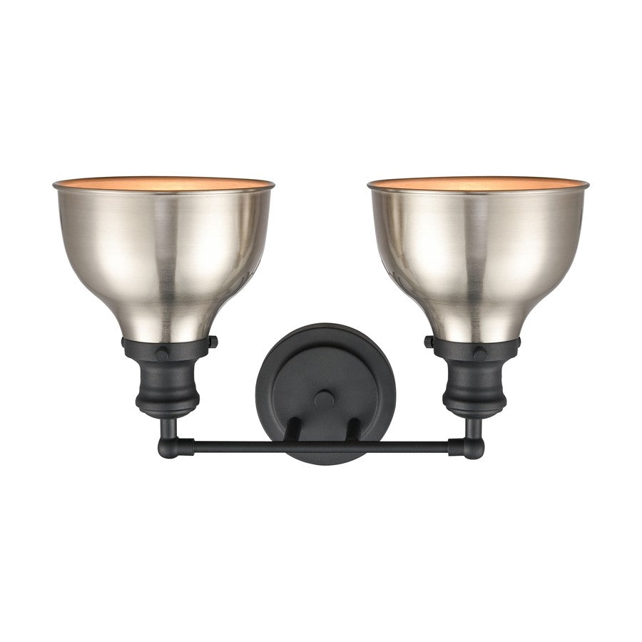 Atlas Lighting Haralson 2-Light Vanity Light | Traditional Charcoal and Satin Nickel Metal | Bathroom & Vanity Lighting | Model WL11317-BK1