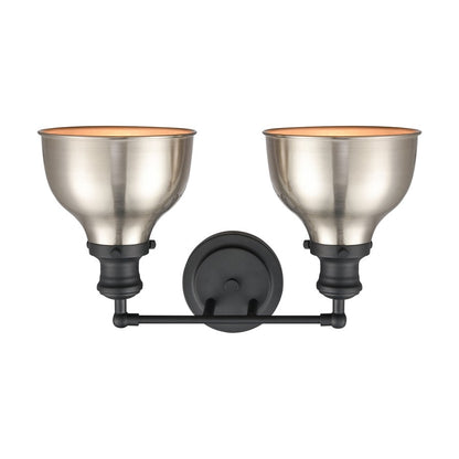 Atlas Lighting Haralson 2-Light Vanity Light | Traditional Charcoal and Satin Nickel Metal | Bathroom & Vanity Lighting | Model WL11317-BK1